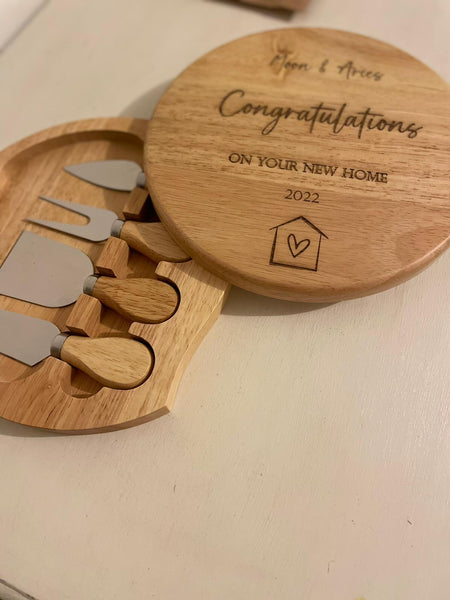 Personalised Wooden Cheese Board & Knife Set